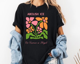 コンフォートカラーズ ICE廃止Tシャツ | 人間は誰も違法ではない | 人権Tシャツ 反トランプ