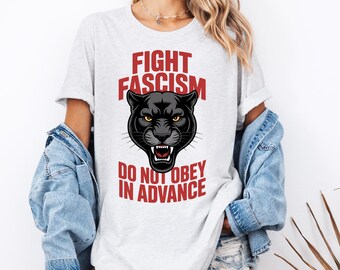 Fight Fascism Black Panther T-shirt met print - Comfort kleurenshirt