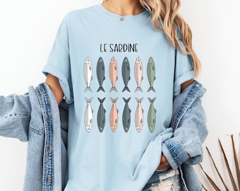 Sardine  Comfort Colors T-shirt, Fisherman Aesthetic Shirt, Le Sardine Tee, Fish Graphic Tee, Ocean Lover Gift