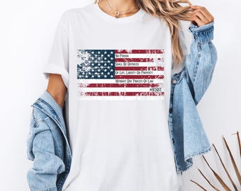 Distressed Flag 5th Amendment Tee, Due Process Shirt, Anti Trump Unisex T-Shirt, Patriotic Graphic Top, Political Protest Apparel
