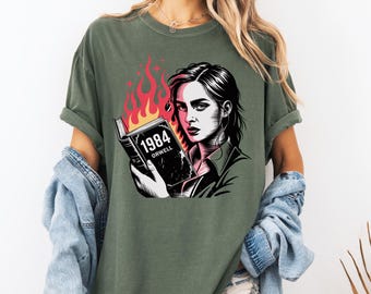Rebel Reader Comfort Colors Shirt Anti-Authoritarian, Orwell 1984, Intellectual Freedom Tee Lirterary Girl