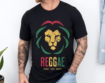 Reggae Lion Unisex T-Shirt, Rasta Colors Tee, Peace Love Unity Shirt, Vintage Distressed Reggae Apparel, Reggae Music Fan Gift