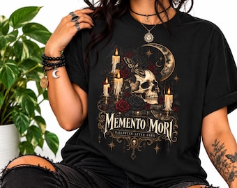 Memento Mori Halloween Shirt, Gothic Skull Tee, Dark Academia Comfort Colors Shirt