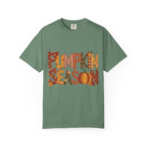 Pumpkin Season Shirt Comfort Colors Fall Tee with Applique Style Text Cozy Autumn Aesthetic T-Shirt image 9