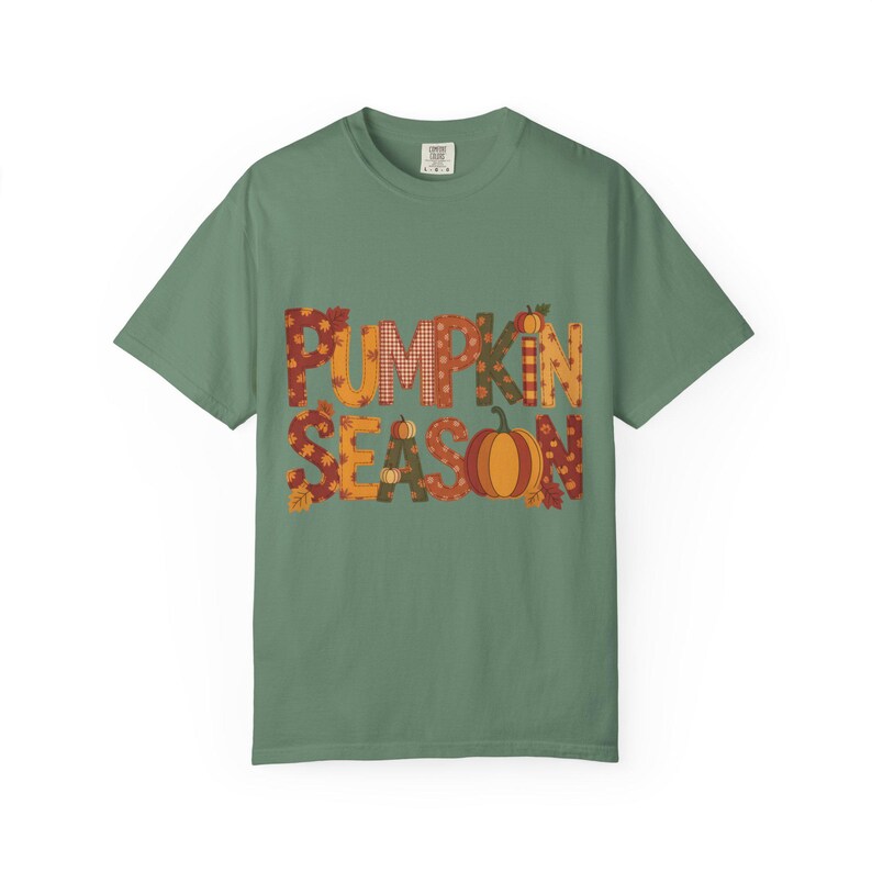 Pumpkin Season Shirt Comfort Colors Fall Tee with Applique Style Text Cozy Autumn Aesthetic T-Shirt image 9