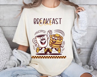 Comfort Colors Dancing  Coffee Pancake Breakfast Club Shirt Funny Mascot Coffee & Pancakes Design Funny Gift