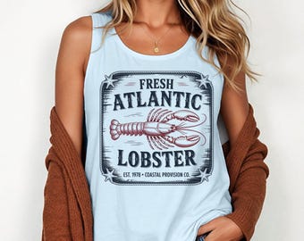 Fresh Atlantic Lobster Tank Top | Vintage Seafood Graphic