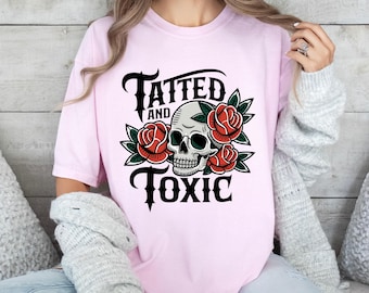 Skull & Roses Tattoo Shirt: Comfort Colors Garment-Dyed Tee