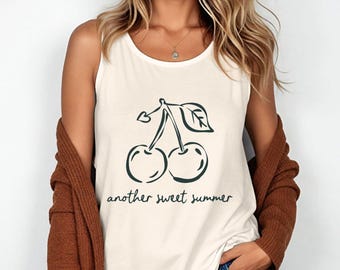 Camiseta sin mangas con estampado de cerezas "otro dulce verano" /