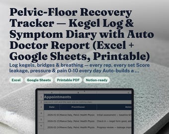 Pelvic-Floor Recovery Tracker — Kegel Log & Symptom Diary with Auto Doctor Report (Excel + Google Sheets, Printable)