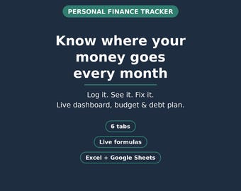 Persönliche Budget-Tabelle | Google Tabellen & Excel | Monatlicher Budget-Tracker mit Dashboard | Schuldenabbau-Strategie und Sparquote