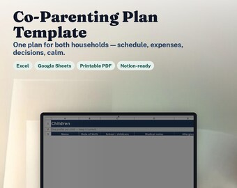 共同養育計画テンプレート｜親権スケジュール、費用分担計算ツール、連絡記録｜ExcelおよびGoogleスプレッドシート対応