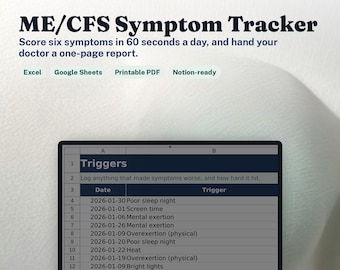 ME/CFS症状トラッカー｜慢性疲労症状日記、重症度スコアリング＋自動医師レポート、症状悪化追跡、Excel＆Googleスプレッドシート対応
