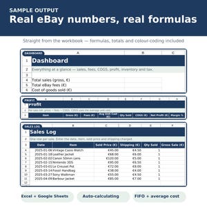 eBay Tax and COGS Tracker Spreadsheet | Reseller Profit, Fees & Inventory Valuation | Excel Google Sheets