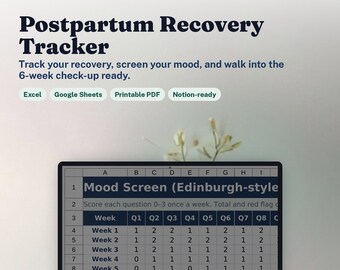 産後回復トラッカー｜新米ママの産後回復日記＋エジンバラ産後気分スクリーニング、Googleスプレッドシート、Excel、医師の報告書