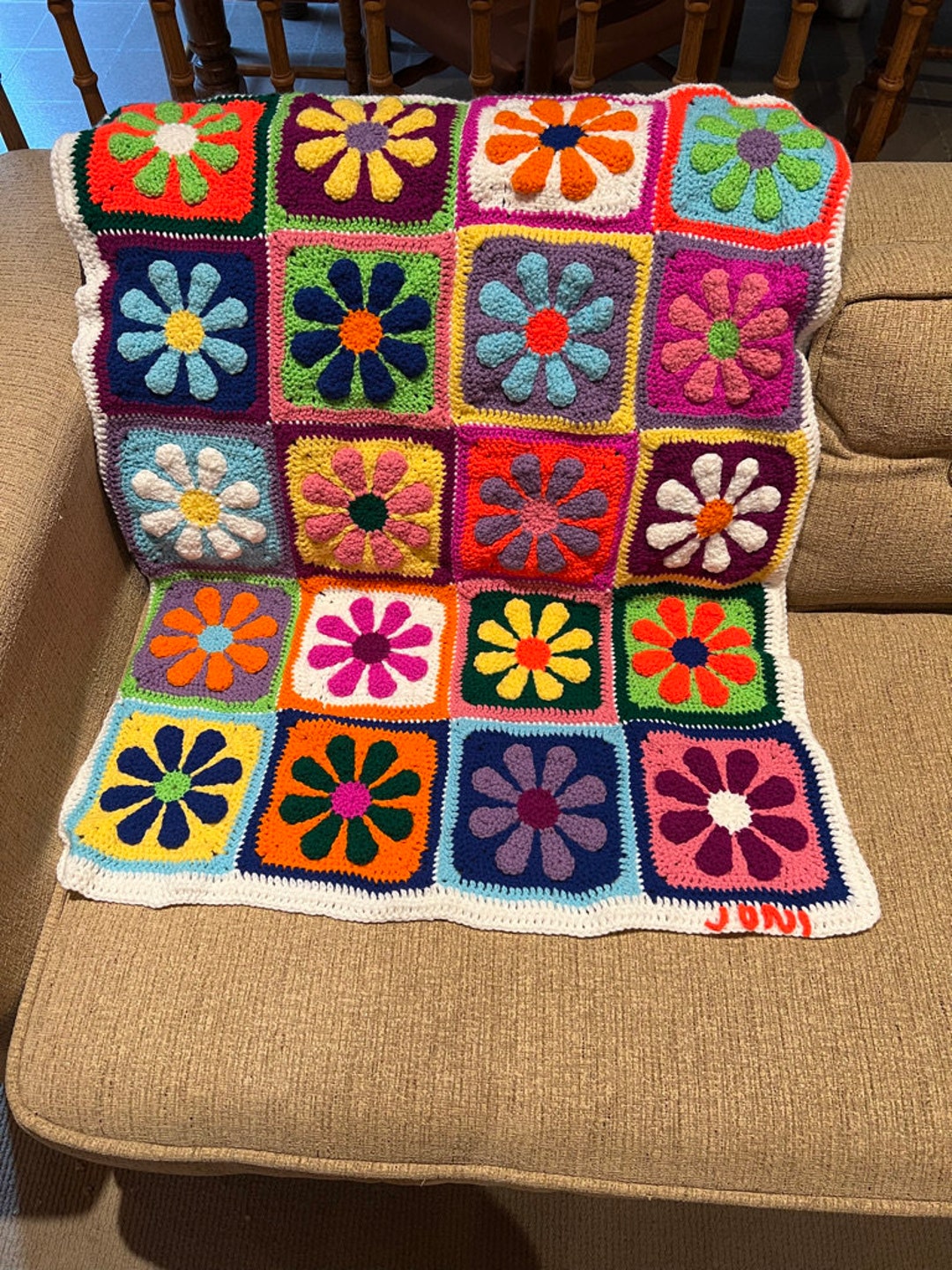 Handmade Crochet Flower Power Blanket Etsy Canada