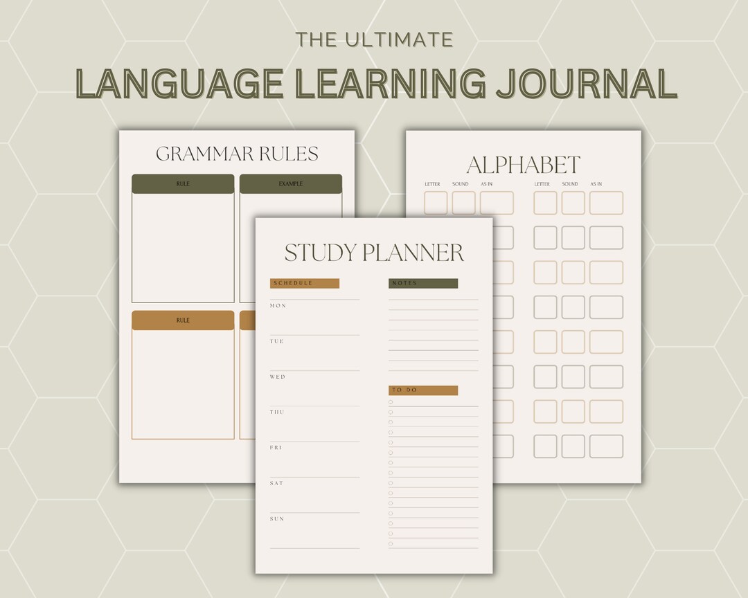 Digital Language Learning Journal Notebook Planner - Etsy