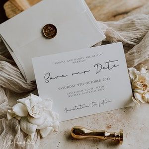 Modello di biglietto Save The Date / Biglietto Save The Date modificabile / Modello di invito / 7x5' / Invito minimo / Invito stampabile / Corjl / BROOKE