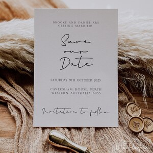 Modello di biglietto Save The Date / Biglietto Save The Date modificabile / Modello di invito / 5x7 / Invito minimo / Invito stampabile / Corjl / BROOKE