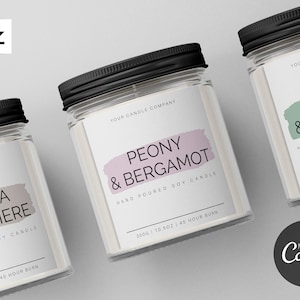 Editable Candle Label Template | Minimal Style Candle Label | Customisable Label | Modern Label | Candle Label Bundle | Canva DIY | D015