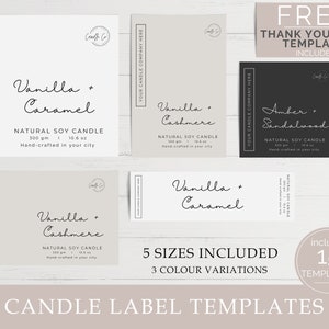 Editable Candle Label Template | Minimal Style Candle Label | Customisable Label | Wax Melt Label | Candle Label Bundle | Canva DIY | D001