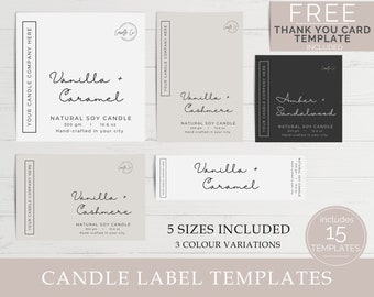 Editable Candle Label Template | Minimal Style Candle Label | Customisable Label | Wax Melt Label | Candle Label Bundle | Canva DIY | D001