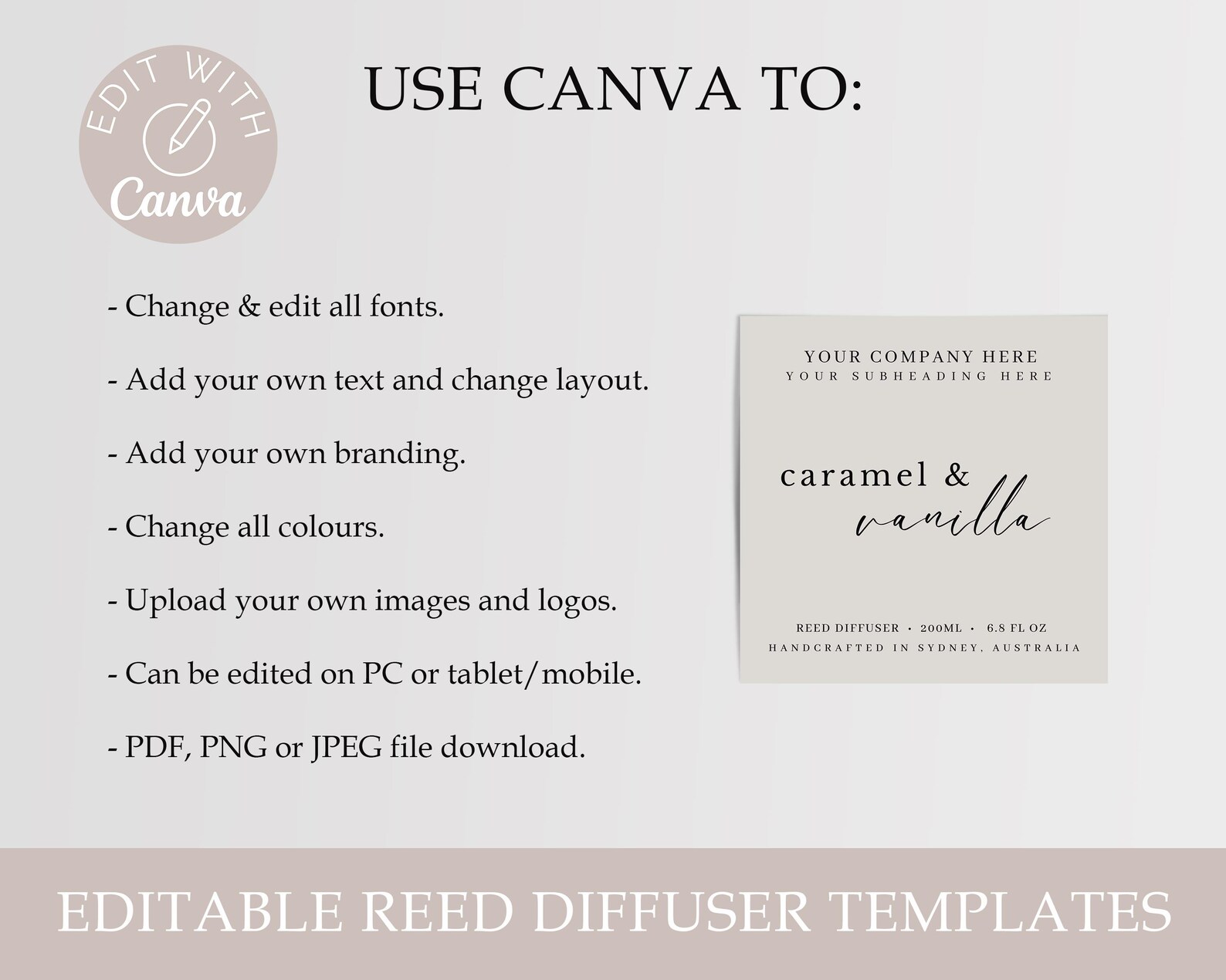 Editable Reed Diffuser Label | Reed Diffuser Labels | Canva Reed ...
