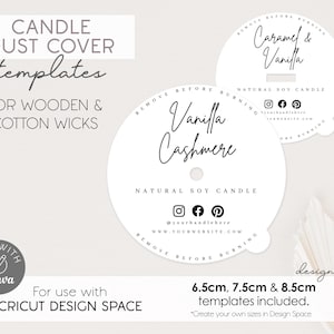 Kerze Staub Cover Vorlage | Bearbeitbare Kerzenstaubabdeckung | Canva Vorlage | Cricut Staubschutz | Staubschutz für Cricut Design Space | D003