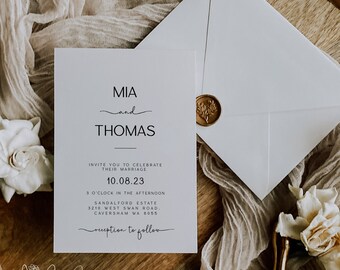 Wedding Invitation Template | Editable Wedding Invite | Invitation Template | 5x7 | Minimal Invite | Printable Invite | Corjl | ISABELLA