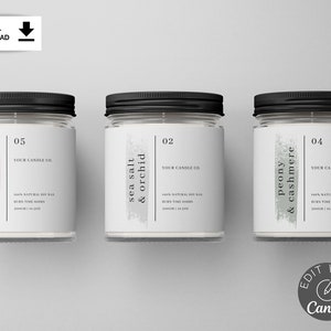 Editable Candle Label Template | Minimal Style Candle Label | Customisable Label | Modern Label | Candle Label Bundle | Canva DIY | D010