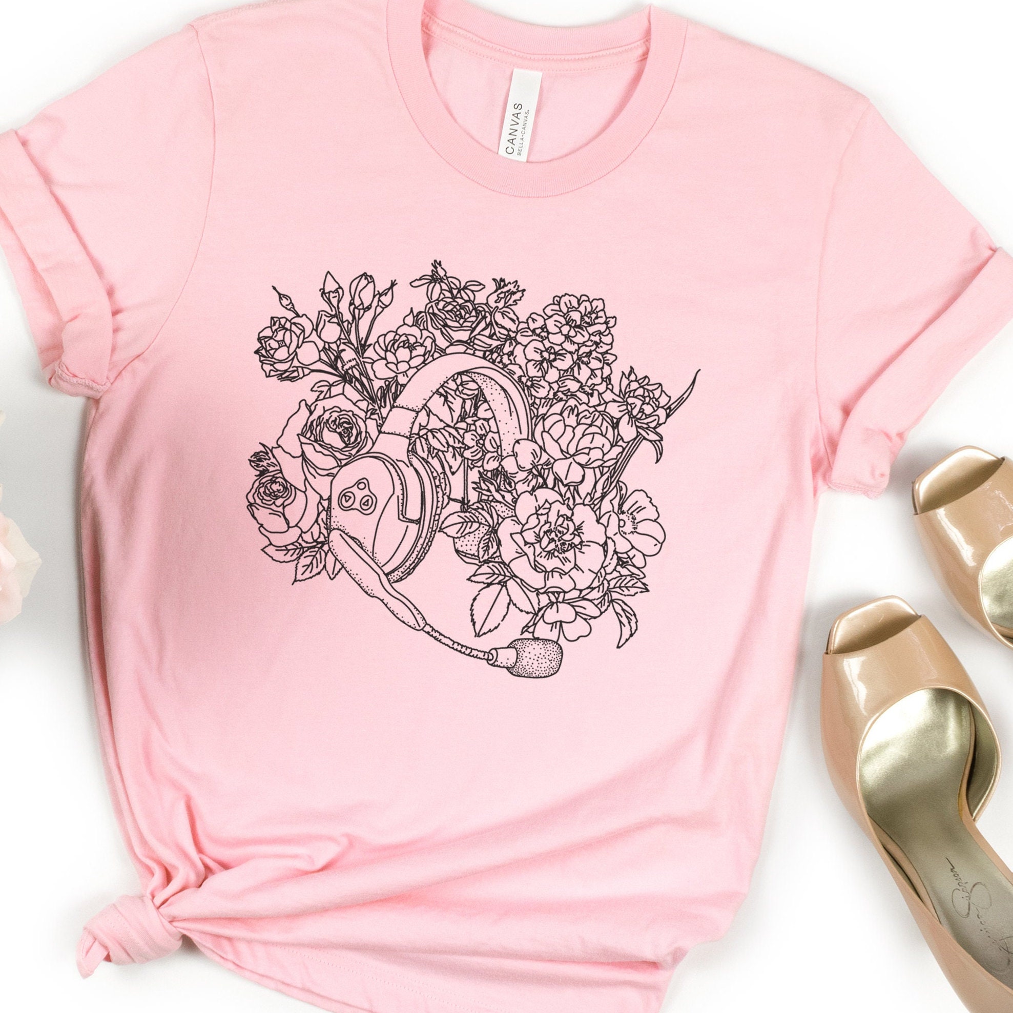 Floral Stage Manager Headset Original Drawing Gift for Etsy