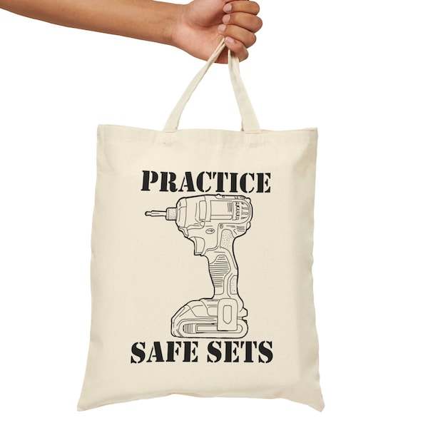 Practice Safe Sets Impact Driver Drawing Master Carpenter Theater Technician Canvas Bag