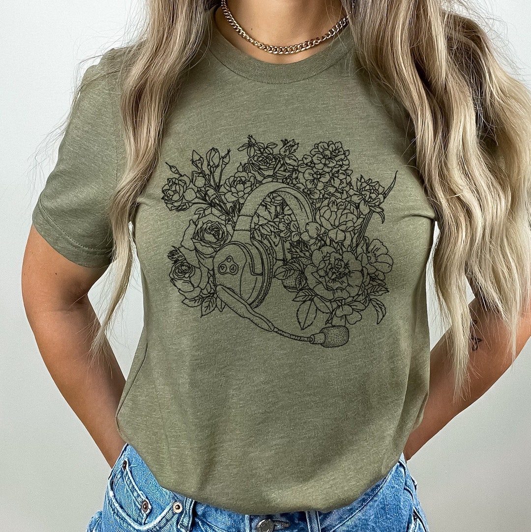Floral Stage Manager Headset Original Drawing Gift for Backstage Crew Soft Jersey Shirt Etsy