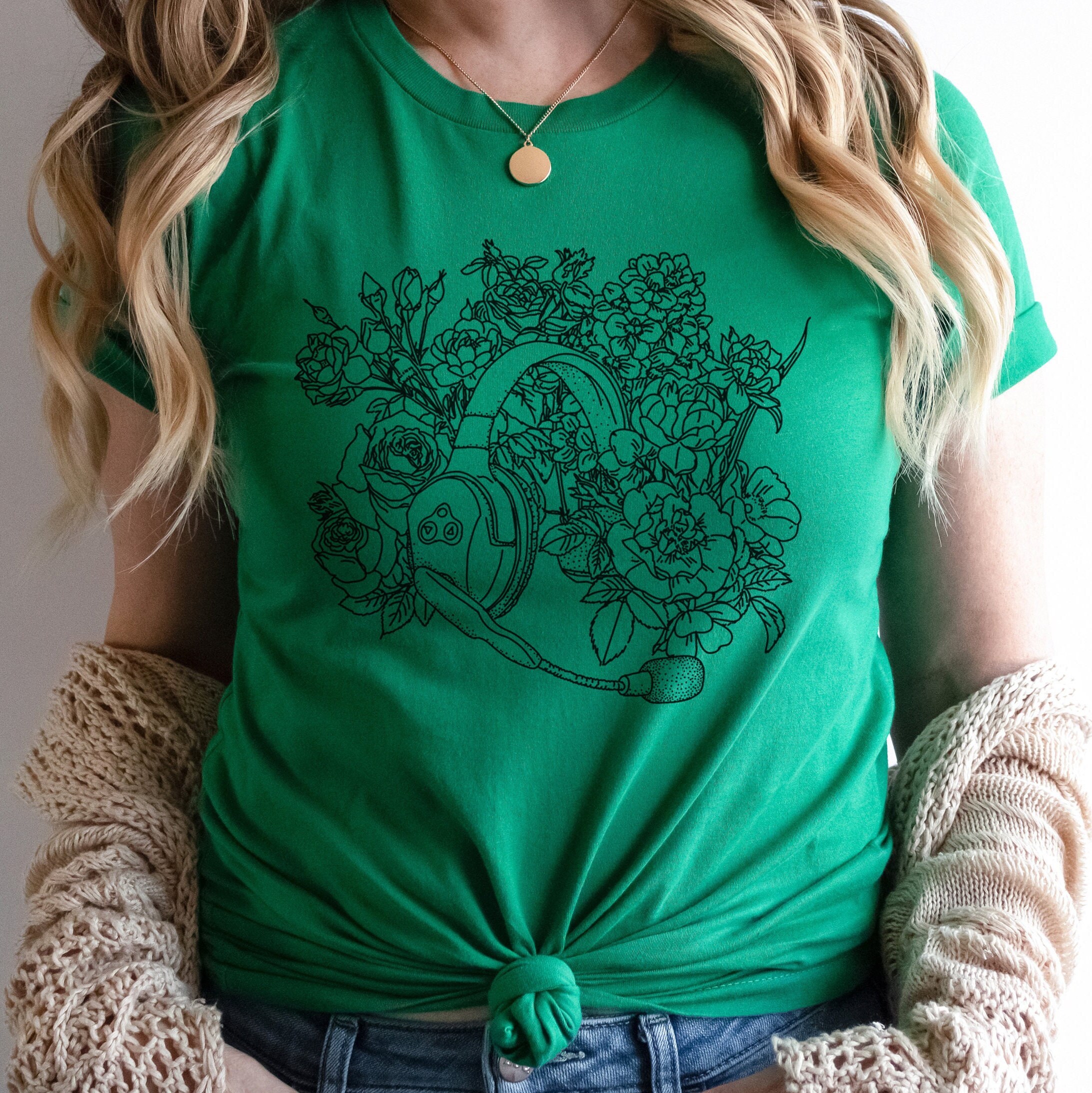 Floral Stage Manager Headset Original Drawing Gift for Etsy