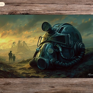 Lost Power Armor Helmet - 24&quot;x14&quot; - Playmat MTG - Board Game Mat for TCG
