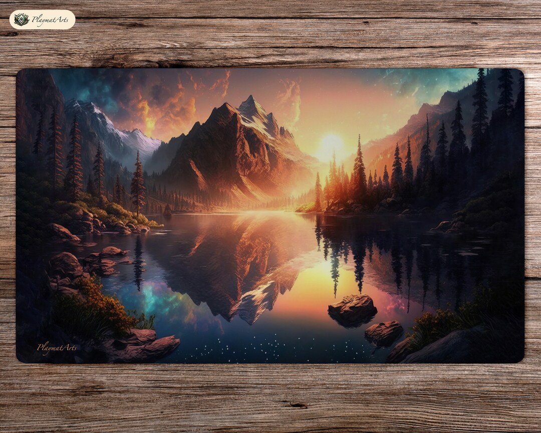 Dreamy Mountain Lake 24x14 Playmat MTG Board Game Mat for TCG Etsy