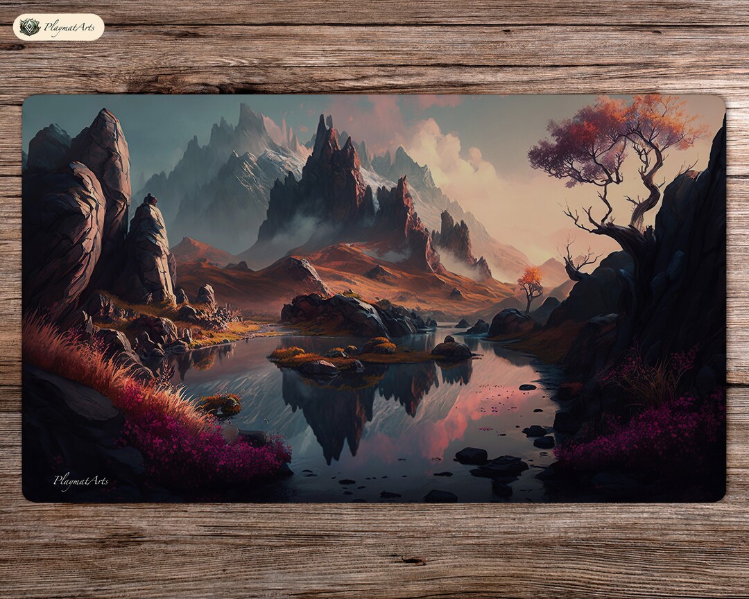 Dreamy Mountain Lake 24x14 Playmat MTG Board Game Mat for TCG Etsy