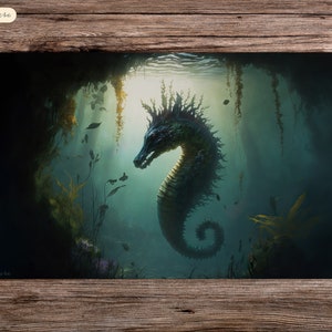 Escaped Seahorse - 24"X14" - Playmat Mtg - Board Game Mat For Tcg