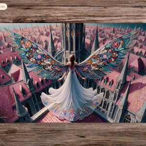 Stained Seraph - 24&quot;x14&quot; - Playmat MTG - Board Game Mat for TCG