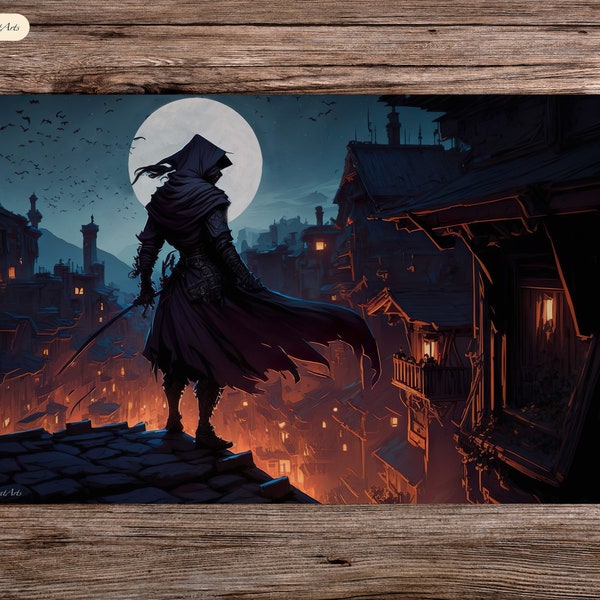In the shadow of the moonlight - 24"x14" - Playmat MTG - Board Game Mat for TCG