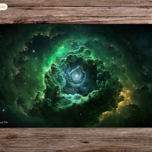 Green Nebula - 24"x14" - Playmat MTG - Board Game Mat For TCG