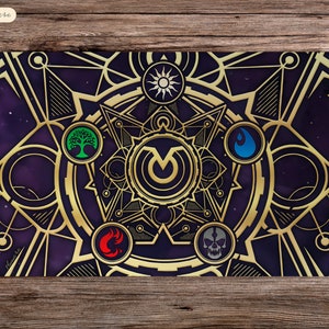 Golden Arcanum - 60x35cm - Playmat MTG - Brettspiel Matte Für TCG