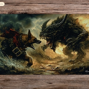 Dogmeat vs. Deathclaw - 24&quot;x14&quot; - Playmat MTG - Board Game Mat for TCG
