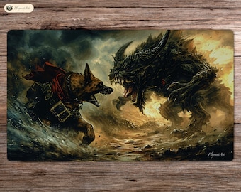 Dogmeat vs. Deathclaw - 24&quot;x14&quot; - Playmat MTG - Board Game Mat for TCG
