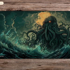 Rage Beneath Waves - 24"X14" - Playmat Mtg - Board Game Mat For Tcg