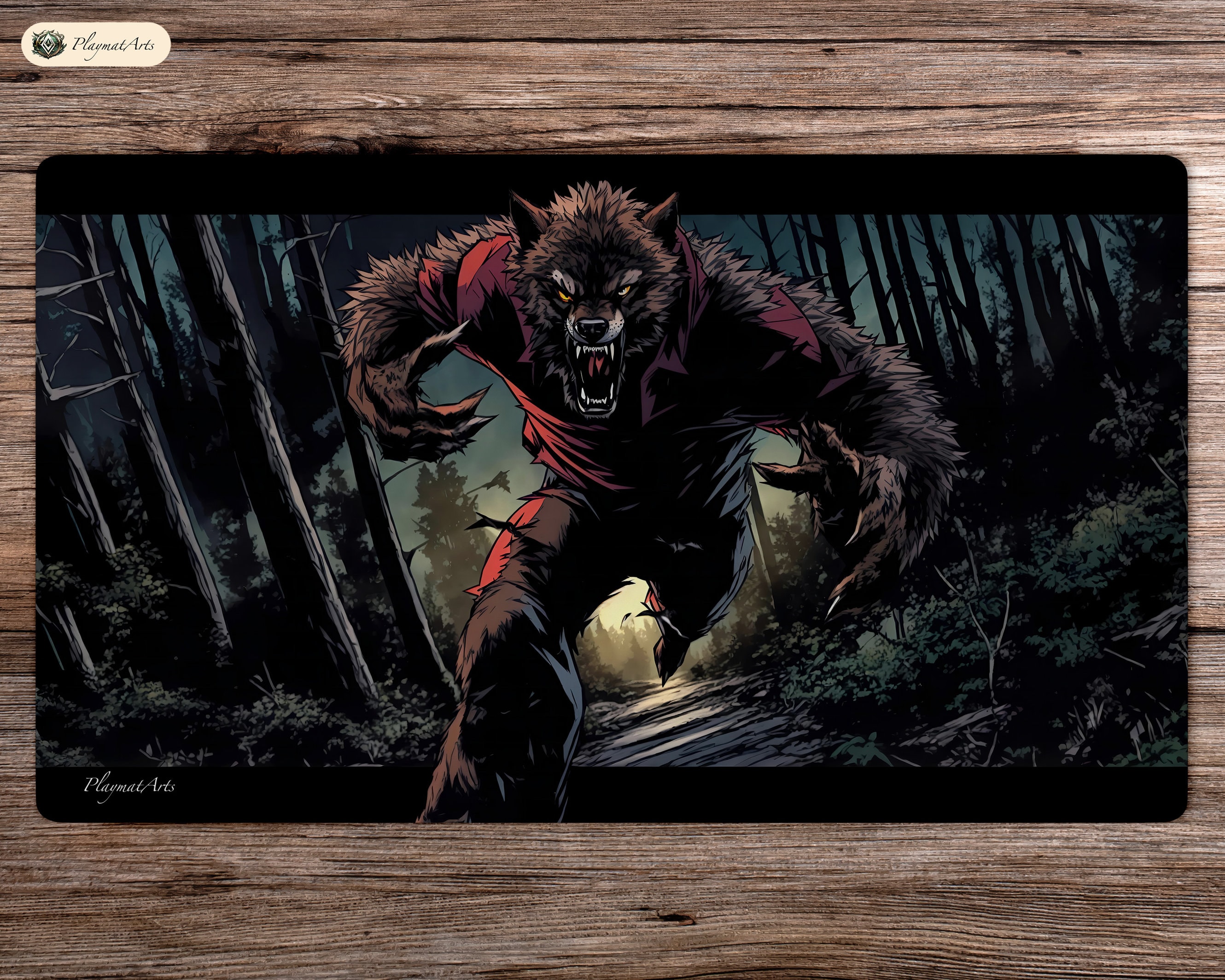 Forest Night Chase - 60 x 35 cm - プレイマット MTG - TCG用ボード