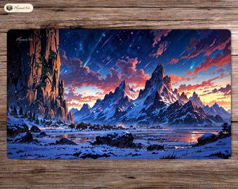 Montañas nevadas - 60 x 35 cm - Tapete de juego MTG - Tapete de juego de mesa para TCG