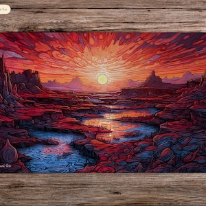 Amanecer Caleidoscópico - 60 x 35 cm - Playmat Mtg - Tapete para juego de mesa para Tcg
