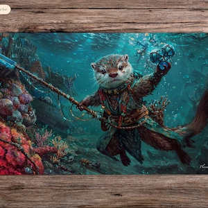Bria, Riptide Rogue - Bloomburrow - 60 x 35 cm - Tapete de juego Mtg - Tapete de juego de mesa para Tcg