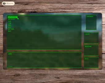 Fallout Menu Zones - 24"x14" - Zoned Playmat MTG - Board Game Mat for TCG